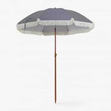 Parasol Ø175 Cm Z Tkaniny I Stali Miska Biała - Granatowy - Sklum