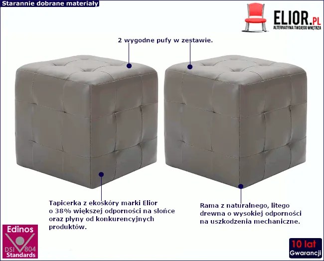 Zestaw szarych puf tapicerowanych - Futori 2X