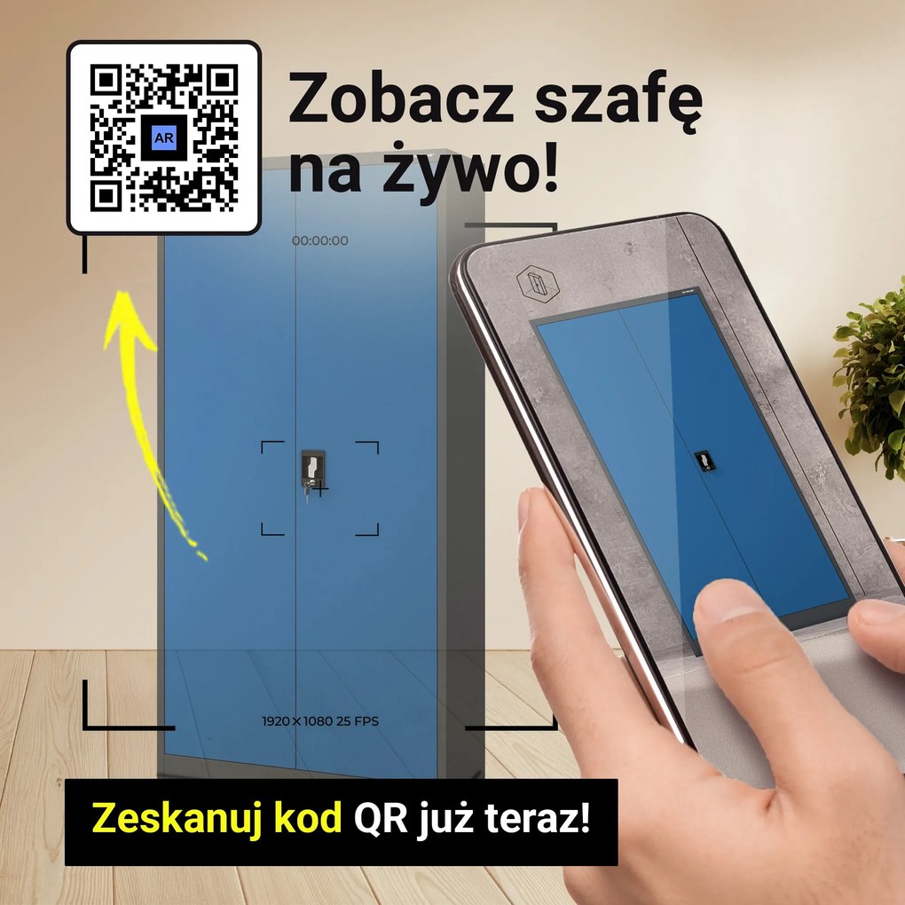 Szafa biurowa na dokumenty antracytowo-niebieska: JAN, 900 x 1850 x 400 mm