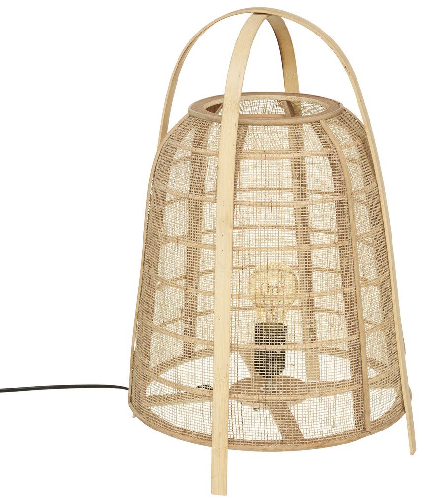 Lampka nocna w kształcie lampionu CARMEN, bambusowy klosz, wys. 49 cm