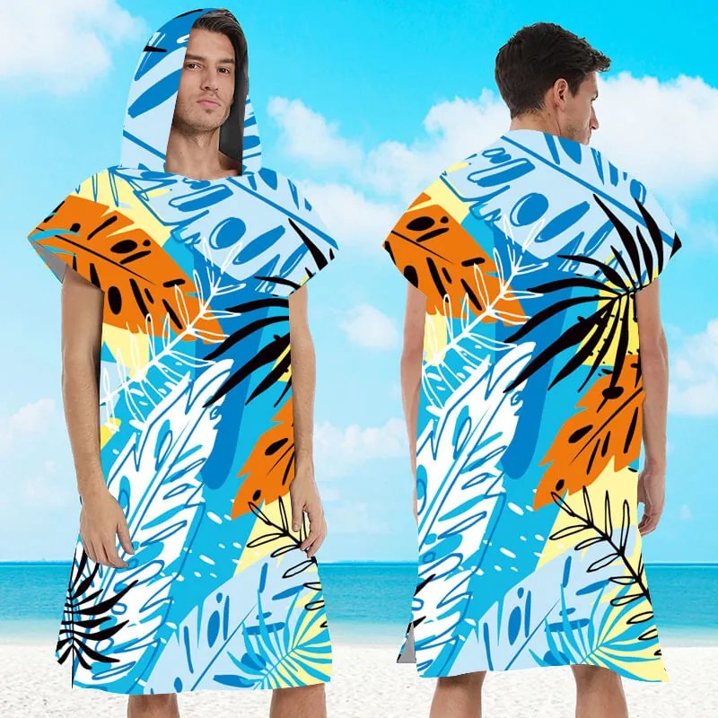 Ponczo plażowe SUMMER FRESH niebiesko-żółte 80x145 cm