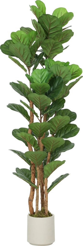 HOMCOM Sztuczny fikus lirolistny sztuczna roślina z 71 liśćmi, masywny drewniany pień, doniczka, 50 x 50 x 150 cm, zielony | Aosom PL