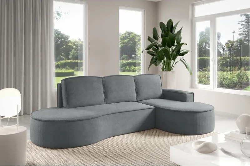 Narożnik MOLLY Prawostronny z funkcją spania, wolnostojący tkanina CURIO 97 Szary