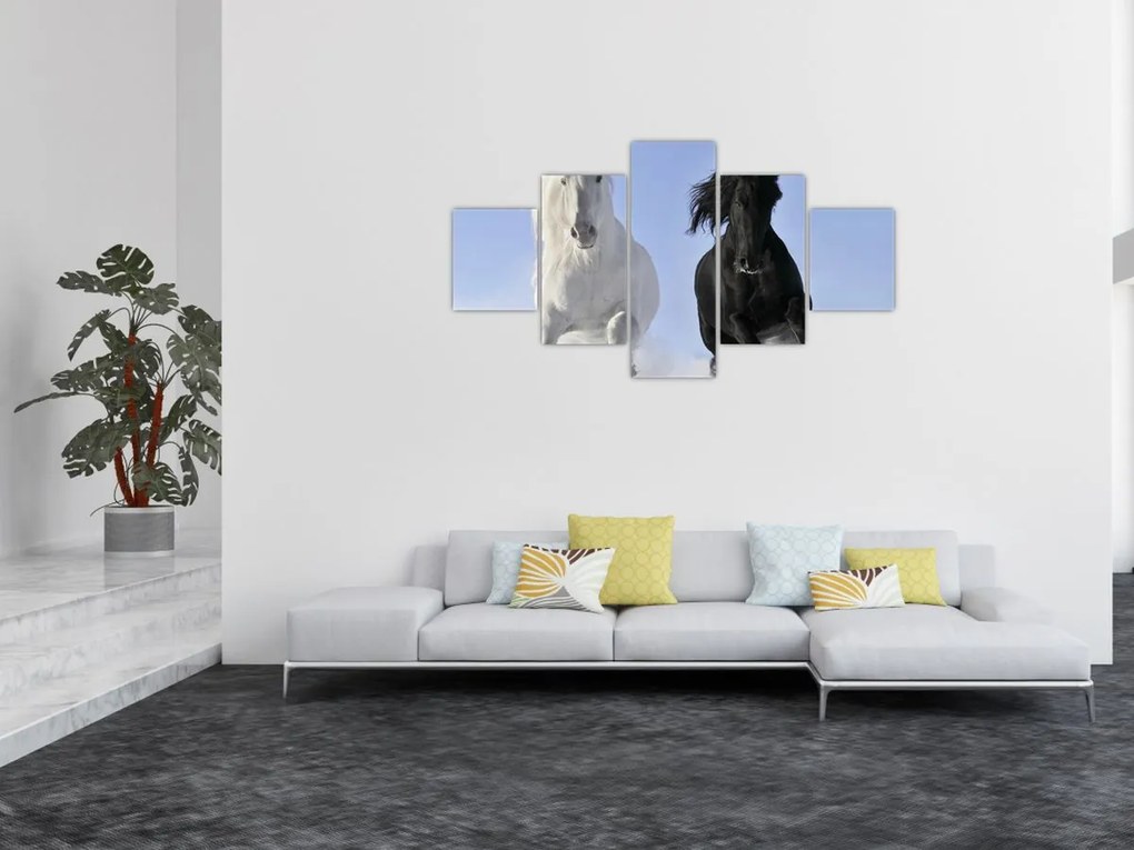 Obraz - Konie zimą (125x70 cm)