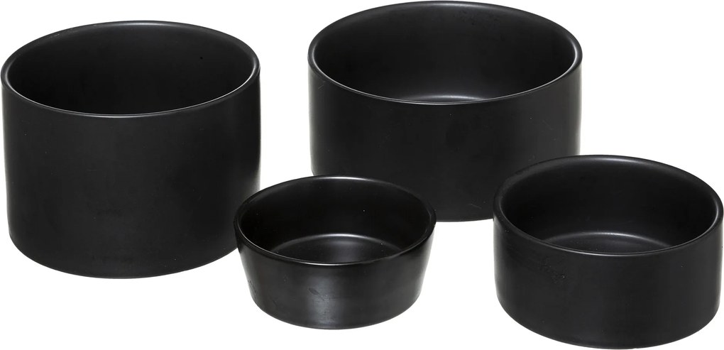 Zestaw miseczek na przekąski z kamionki na bambusowej tacy