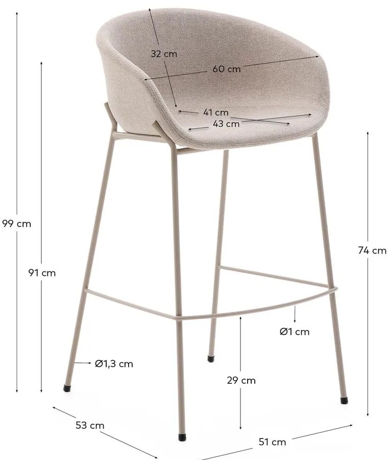 Beżowy hoker (wysokość siedziska 75 cm) Yvette – Kave Home