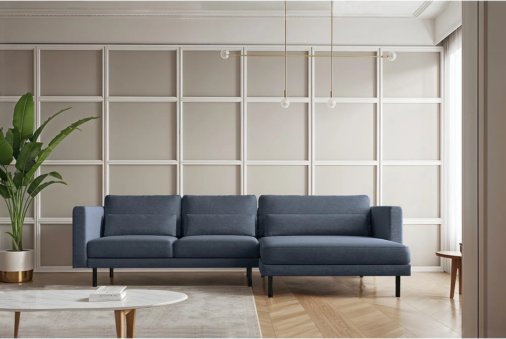 Narożnik w kształcie L Dani L, tkanina Verita, Granatowy, Prawy