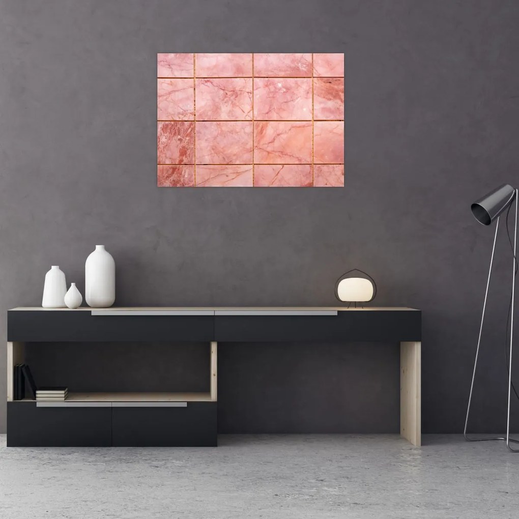 Obraz - Różowe, marmurkowe płytki (70x50 cm)