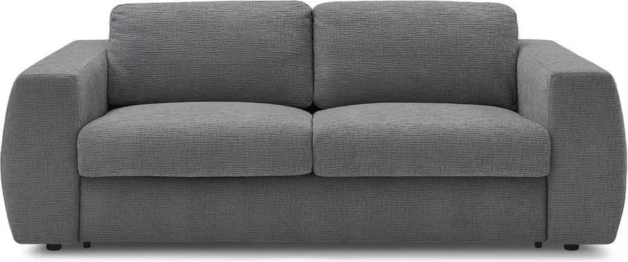 Ciemnoszara sofa do spania/rozkładana z tkaniny szenilowej 220 cm Hugo – Bobochic Paris