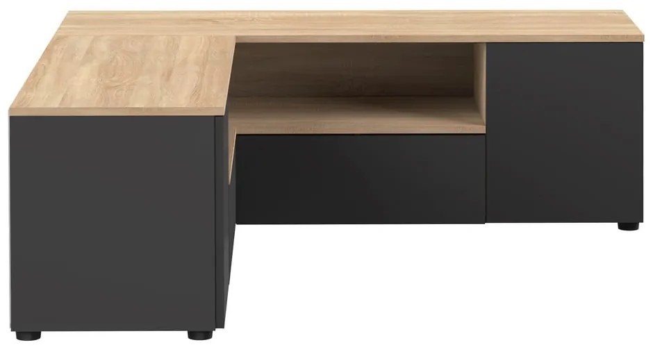 Czarna szafka pod TV w dekorze dębu 130x46 cm Angle – TemaHome