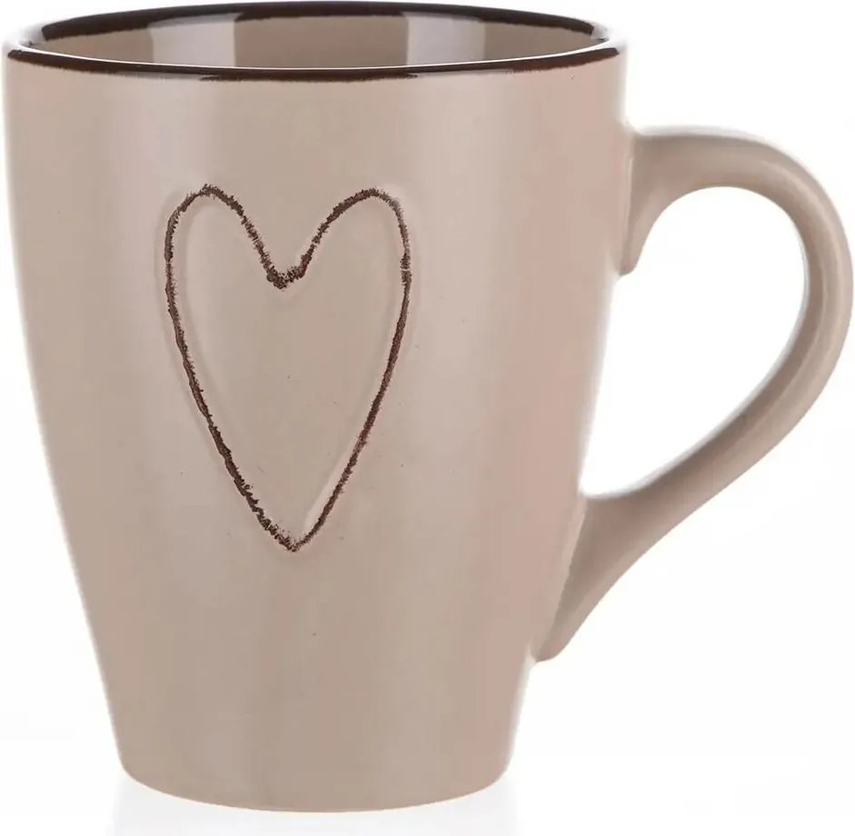 Banquet Kubek ceramiczny HEART 310 ml, 6 sztuk, beżowy
