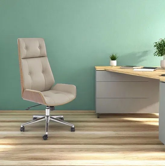 Nowoczesny beżowy fotel biurowy obrotowy T9-M55