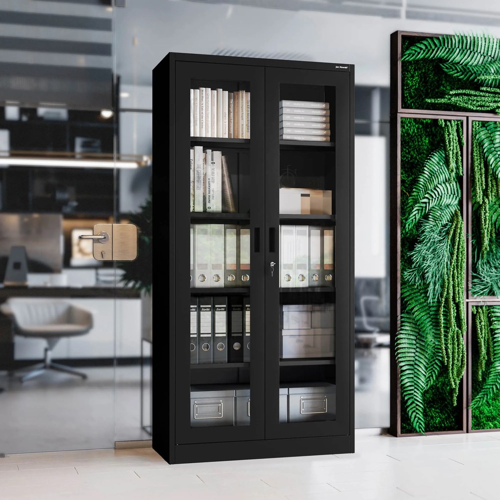 Szafa przeszkolona AMELIA 900 x 1850 x 400 mm, czarna