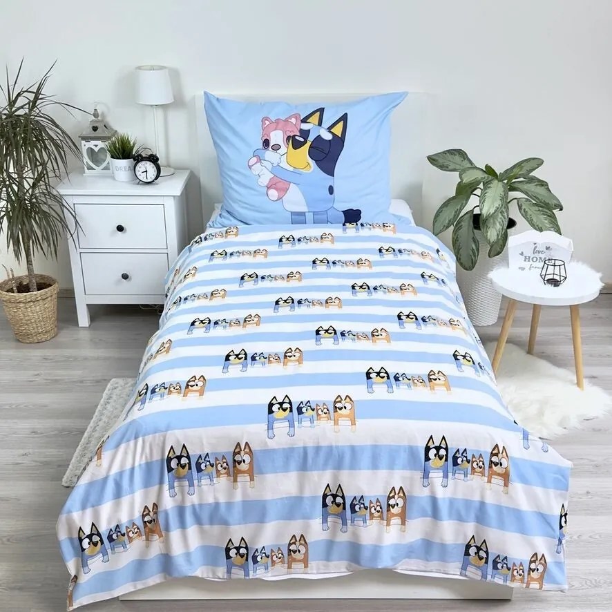 Jerry Fabrics Pościel bawełniana Bluey, 140 x 200 cm, 70 x 90 cm