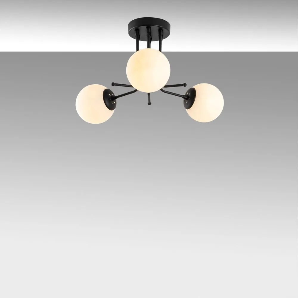 Czarna lampa sufitowa ze szklanym kloszem ø 15 cm Daisy – Opviq lights