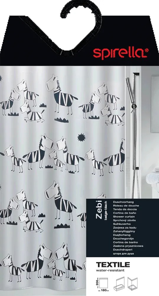 Zasłona prysznicowa 180x200 cm Zebi – Spirella