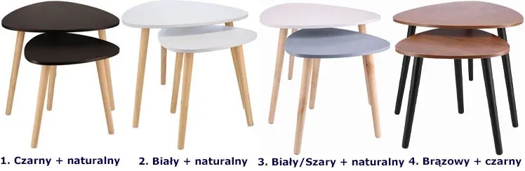 Zestaw 2 stolików kawowych czarny + naturalny H3-W87