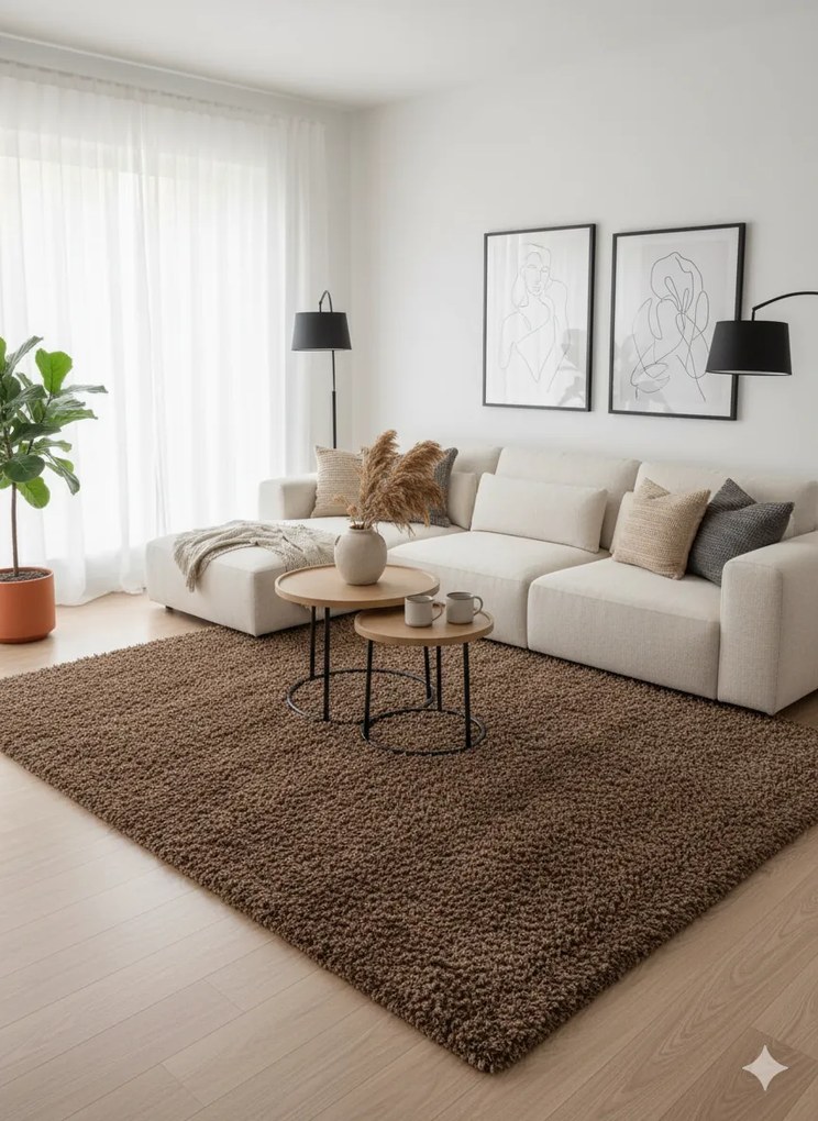 Dywan shaggy Best jednokolorowy cappuccino 80 cm x 250 cm