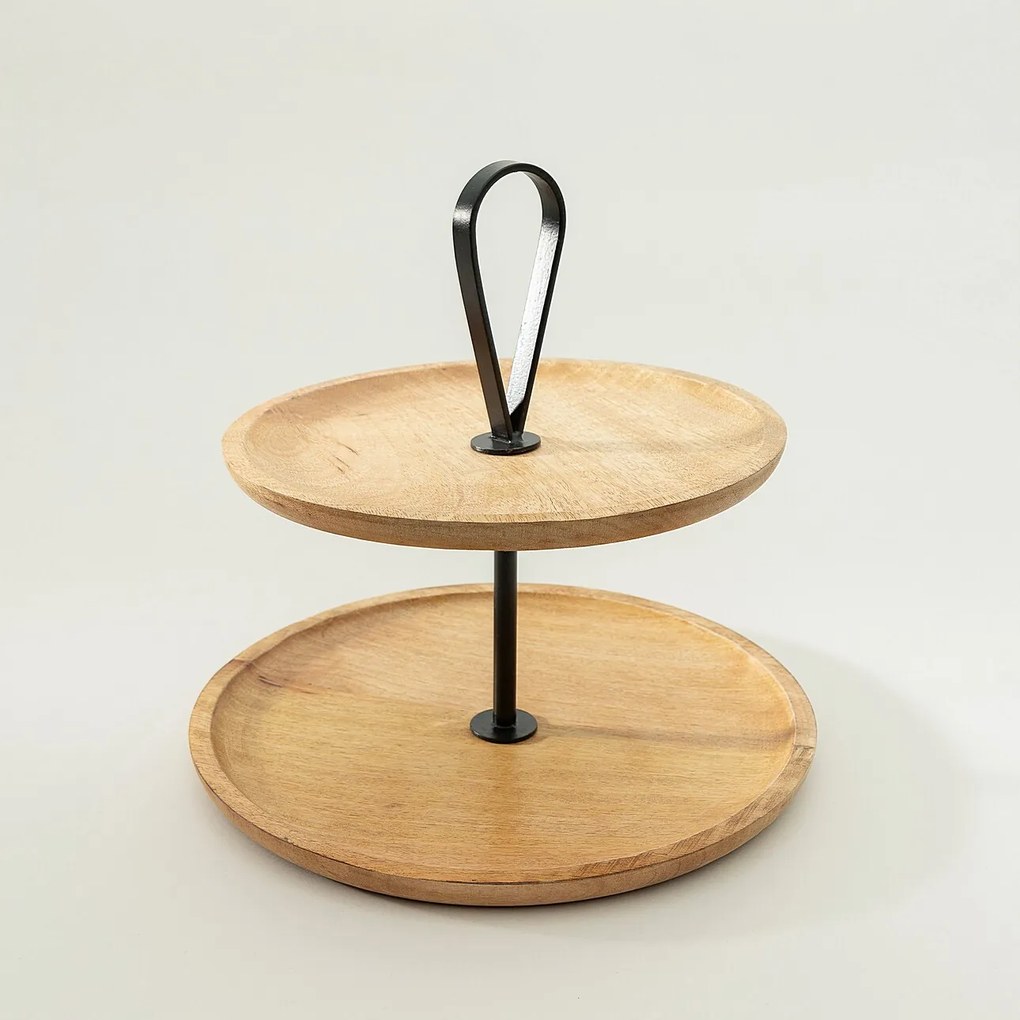 Patera drewniana dwupoziomowa Kabir 34x35 cm