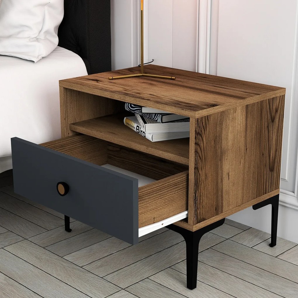 Szafka nocna Lisbon Walnut Anthracite