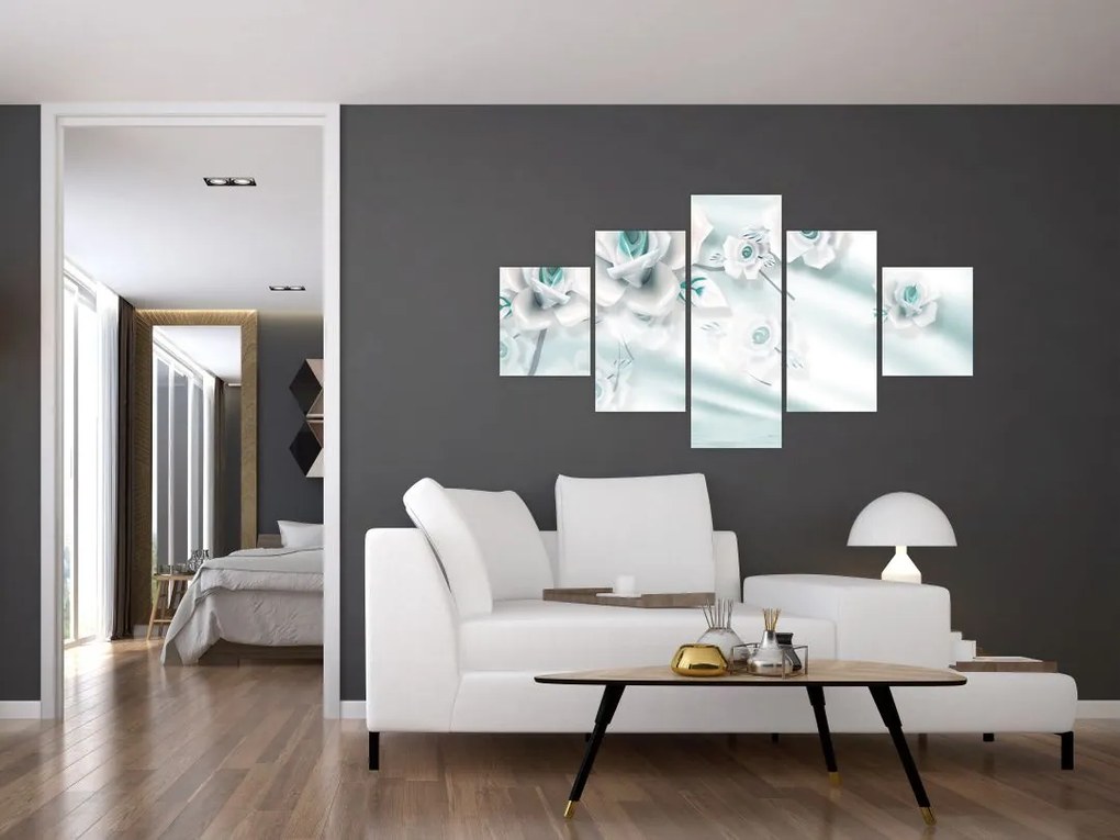 Obraz - Turkusowe kwiaty róży (125x70 cm)