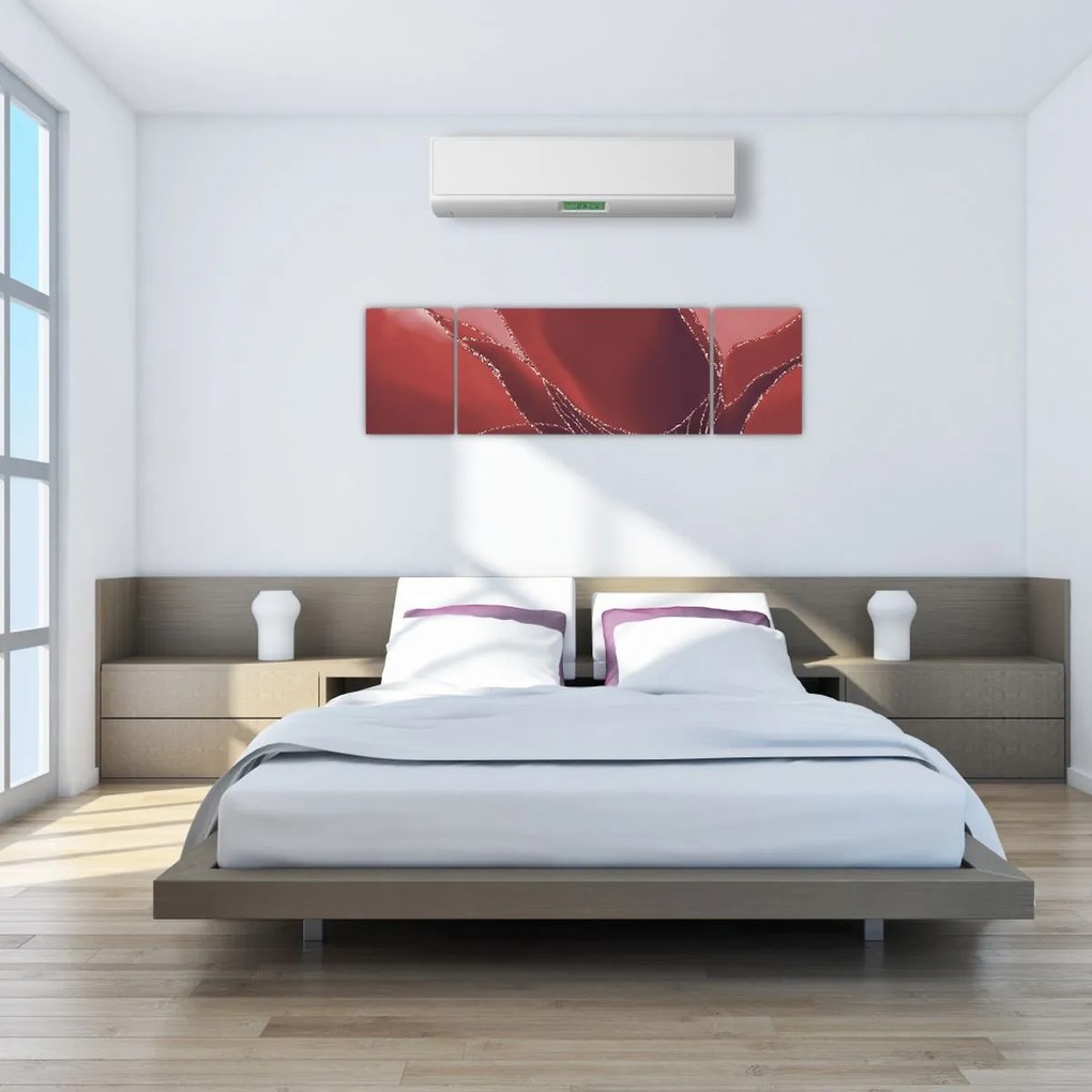 Obraz - Czerwony abstrakcyjny kwiat N⁰2 (170x50 cm)