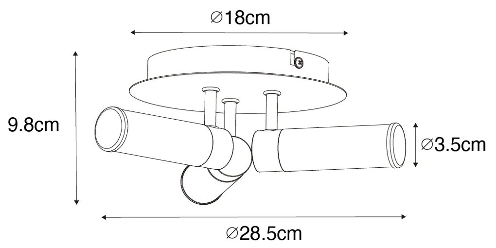 Zewnetrzna Nowoczesna lampa sufitowa do łazienki chrom 3-punktowa IP44 - Bath Nowoczesny Oswietlenie zewnetrzne