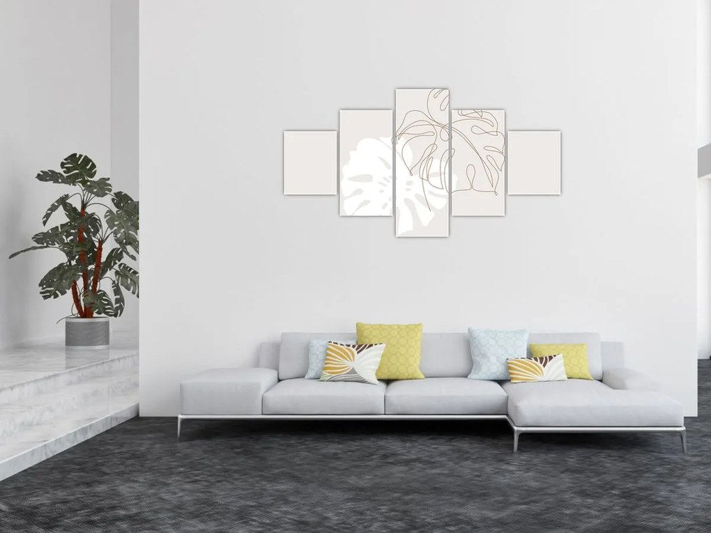 Obraz - Line art monstera N⁰2 (125x70 cm)