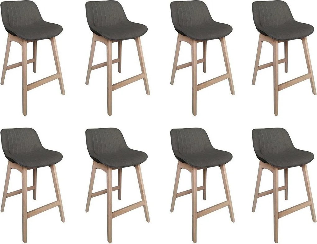 Komplet dębowych krzeseł wyspowych i barowych z siedziskiem z tkaniny MELLOW o szerokości 65 cm