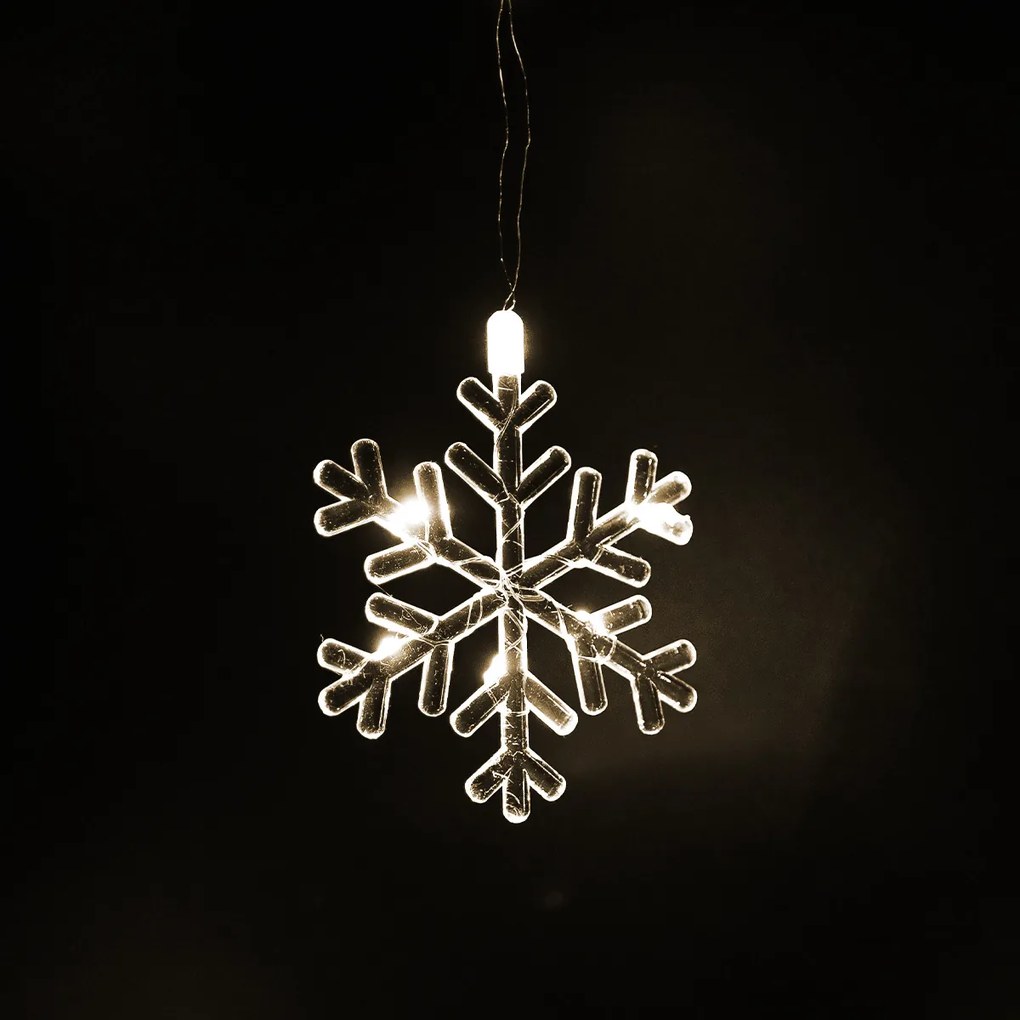 Kurtyna świetlna zewnętrzna Snowflakes, 200 x 60 cm, LED ciepła biała timer, 8 funkcji, na baterie, 200 cm