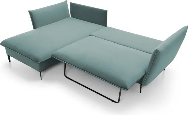 Narożnik GLOSS Lewostronny z funkcją spania, zestaw z poduszkami wolnostojący tkanina RIVIERA 80 Jasny szary WERSAL