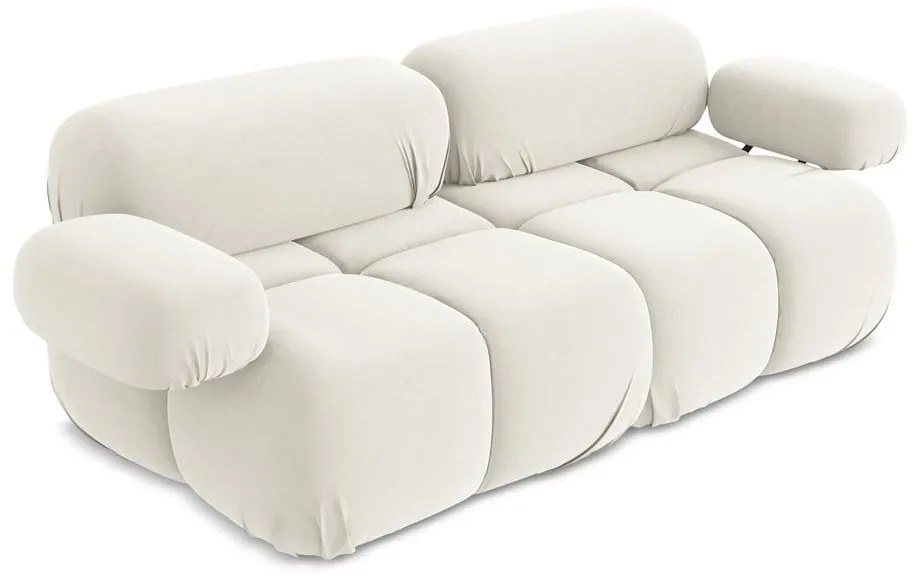 Biała aksamitna sofa modułowa 190 cm Lokua – Makamii