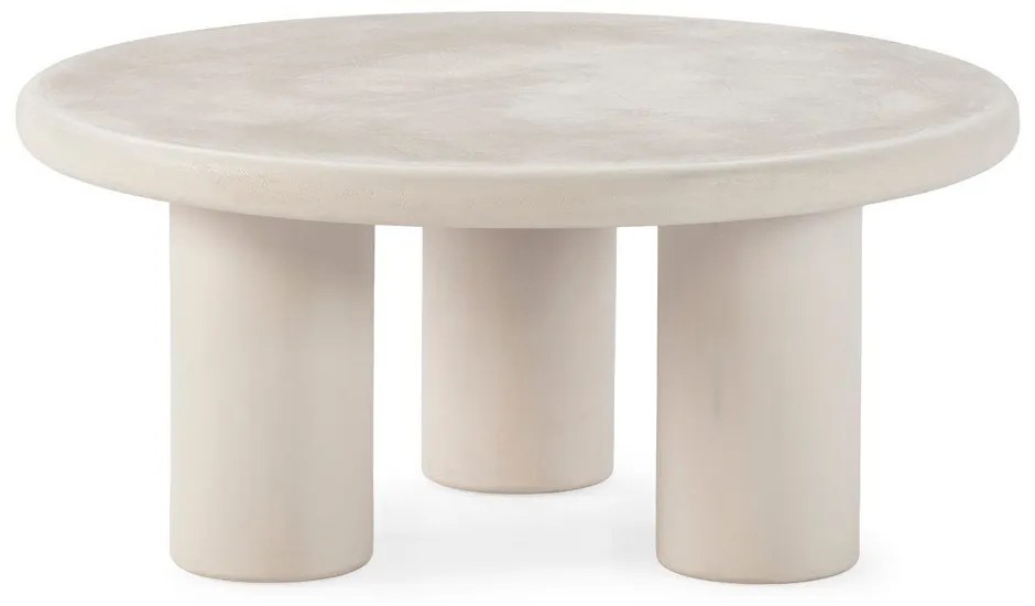 Kremowy okrągły stolik w dekorze kamienia ø 80 cm Iriel – MOME