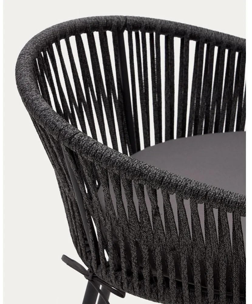 Czarny metalowy/tapicerowany hoker ogrodowy Yanet – Kave Home