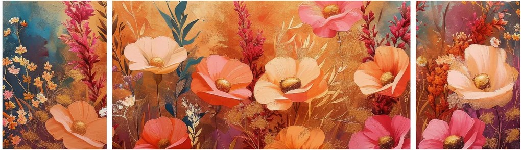 Obraz - Kwiaty łąkowe, malarstwo (170x50 cm)