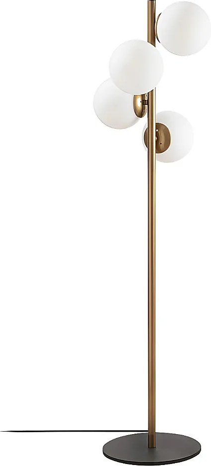 Lampa stojąca FAZE z metalu i szkła, 4 klosze – wysokość 130 cm – kolor złoty i biały