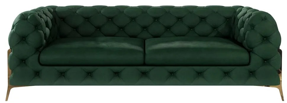 Ciemnozielona aksamitna sofa 225 cm Chelsea Bis – Ropez