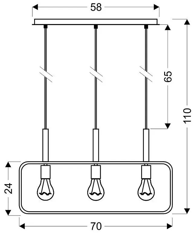 Czarna loftowa potrójna lampa wisząca - D224 A6-E68