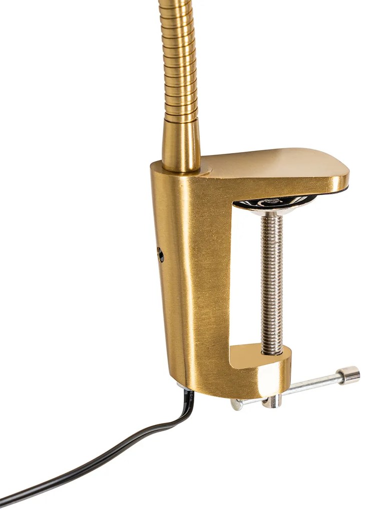 Lampa biurkowa zaciskowa mosiądz w tym LED ze ściemniaczem dotykowym - Lionard