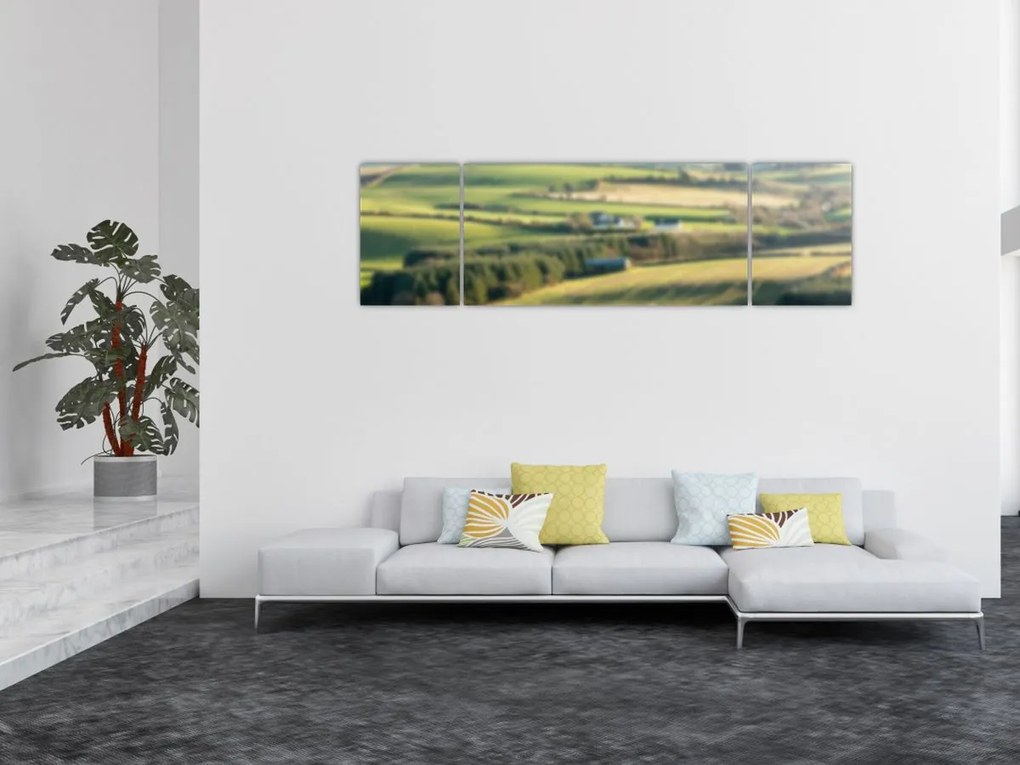 Obraz - Drewniana półka z krajobrazem (170x50 cm)
