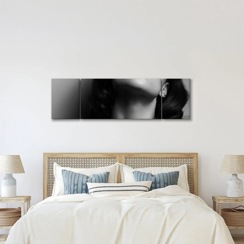 Obraz - Portret kobiety z czerwoną szminką (170x50 cm)