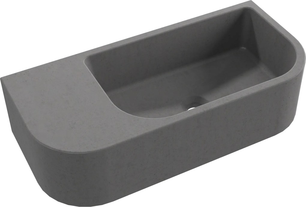 Umywalka betonowa wisząca / nablatowa półokrągła z półką bez otworu na baterię 65 x 30 cm LARMO | różne kolory : Kolor - Popielaty, Typ montażu - nablatowa