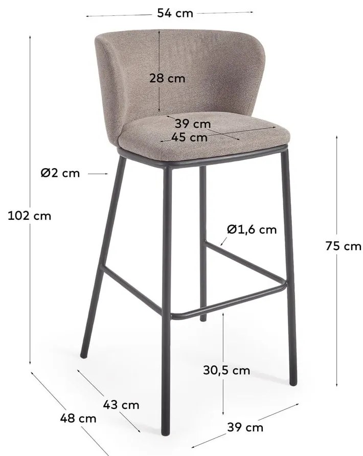 Jasnobrązowy hoker 102 cm Ciselia – Kave Home