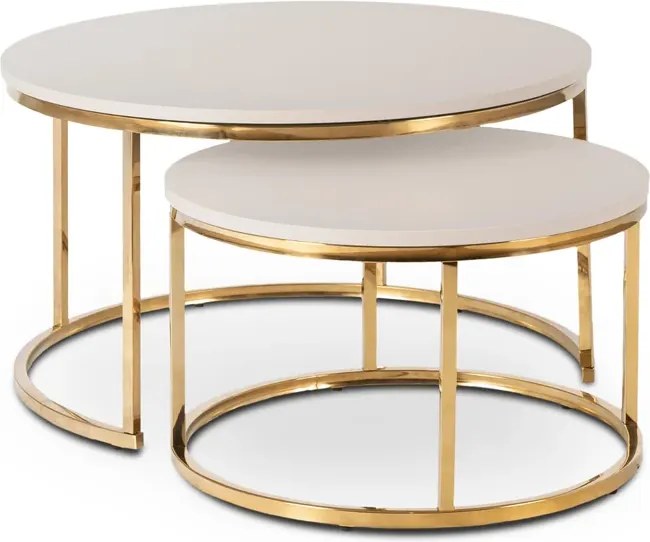 Zestaw Stolików Kawowych APULIA MAX 60 cm/80 cm Kaszmir/Złoty Glamour