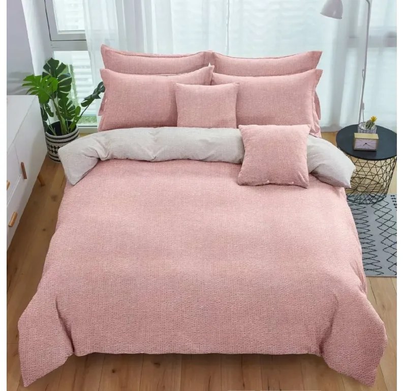 PrzytulneMieszkanie.pl PrzytulneMieszkanie.pl Kreponowa pościel TABULA różowa + poszewka na poduszkę 40x50 cm Rozmiar pościeli: 70 x 90 cm | 140 x 200 cm