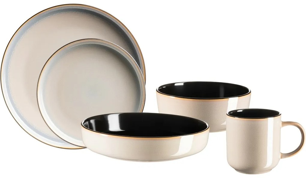 Mäser 10-częściowy zestaw jadalny ALENIA, beżowy