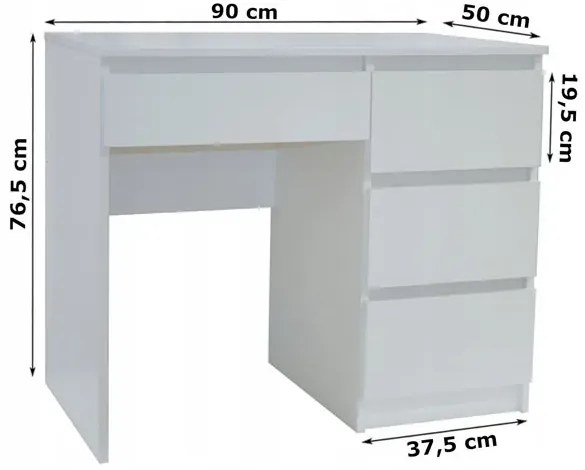 Białe biurko z szufladami dziecięce, młodzieżowe L0-A43