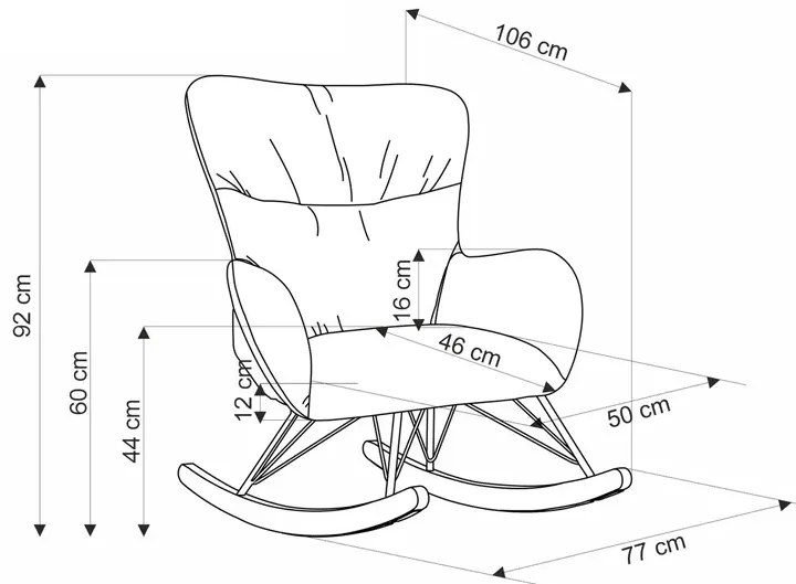 Zielony tapicerowany fotel bujany Z6-D51