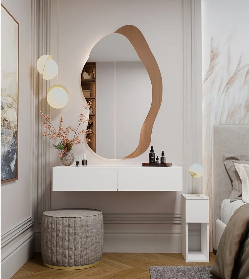 Toaletka MIKA | Biała | 110x40x20 cm | Do Sypialni| Wisząca 2 Szuflady