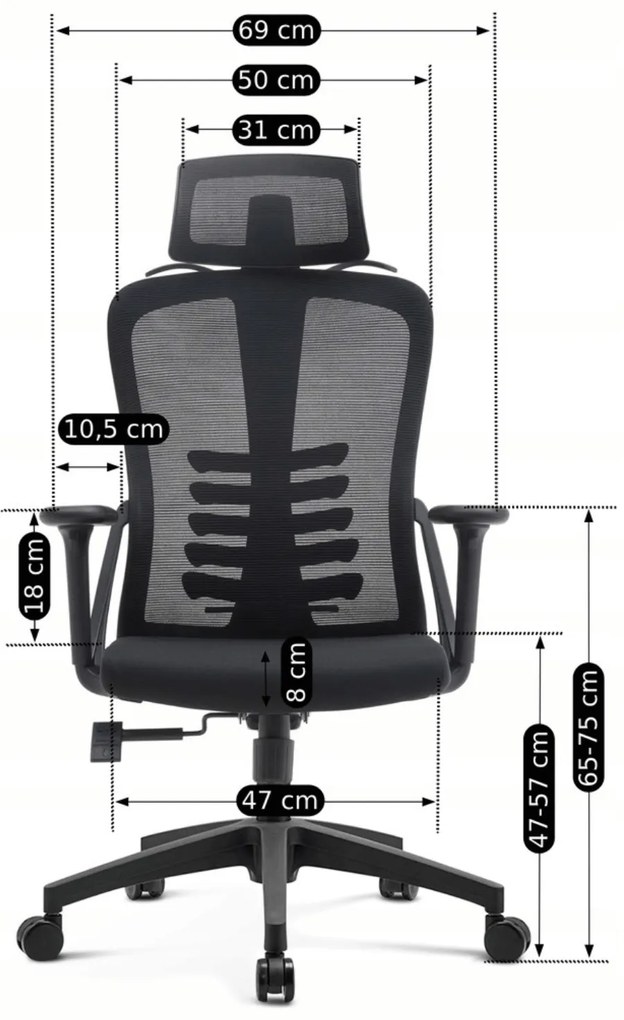 Fotel Biurowy Ergonomiczny Obrotowy JULIET Wentylowany Czarny Nowoczesny